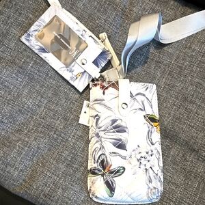 INC white butterfly convertible crossbody, wristlet, NEW